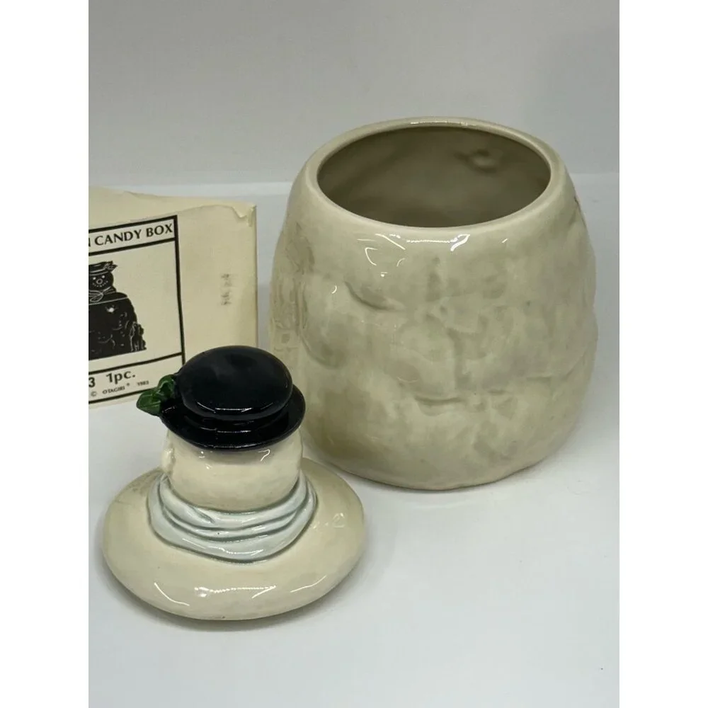 VTG OMC Otagiri Snowman Cookie Jar w/ Dog 6